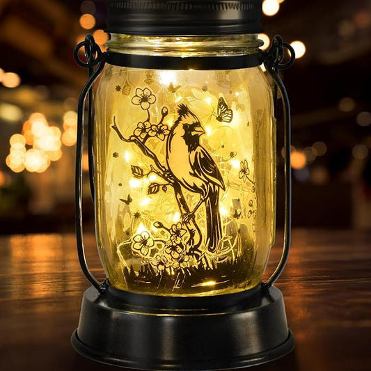 Cardinal Gifts for Women/Men Cardinal Solar Lanterns Mom Grandma Birthday Present Lantern Memorial Lights Solar Garden Decoration Outside for Yard, Patio,Backyard,Porch Torches