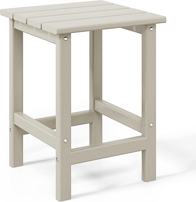 WO Home Furniture Adirondack Chair Table Set of 2 PCS Outdoor Folding Chair w Side Table Weather/UV Resistant for Lawn, Garden, Bon Fire, Balcony (Sand)