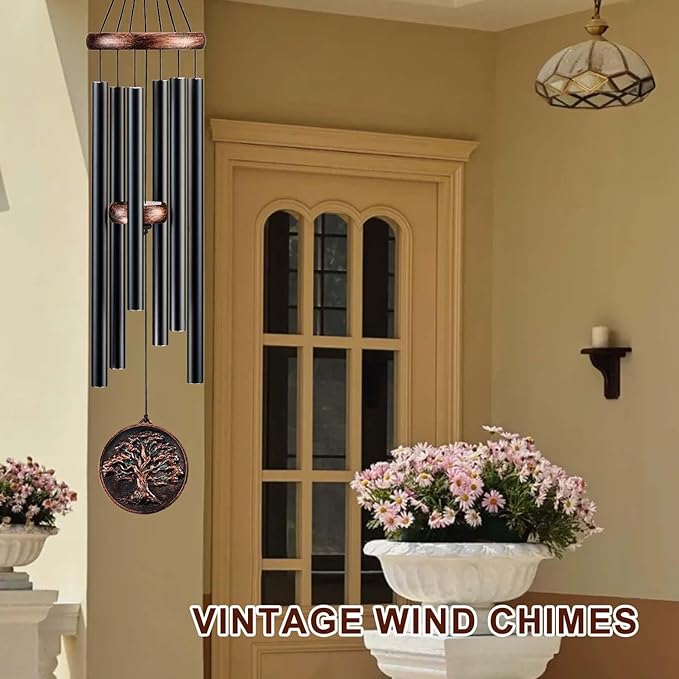 Memorial Wind Chimes for Outside, Sympathy Gifts for Loss of Loved One, Memorial Gift for Loss of Mom Dad Grandparent, Vintage Tree of Life Deep Tone Windchimes Outdoor (34" Tree of Life)