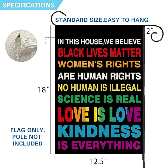 Pride Garden Flag 12 X 18 Inch Vertical Double Sided in This House We Believe Pride Gay Lesbian LGBTQ Pansexual Flag Yard Flag Outdoor Decorations