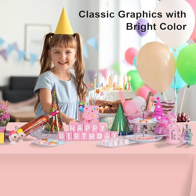 2 Pack Rectangular Disposable Blush Pink Tablecloth, Light Pink Plastic Table Cloths for Parties Disposable, 54x108 in Waterproof Tablecloth for Birthday Party Baby Shower Picnic Valentines