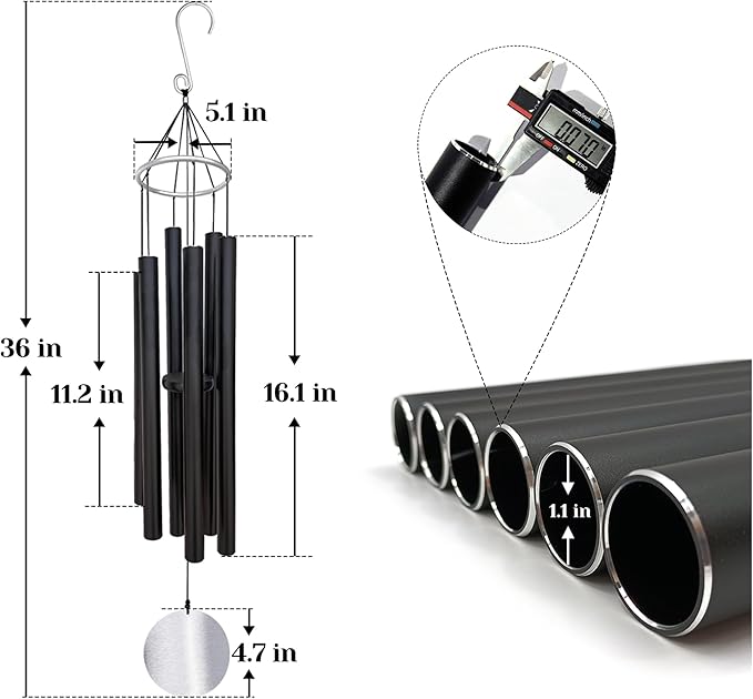 Personalized 36" Bereavement Wind Chimes for Outside, Memorial Gift in Remembrance of a Loved One, Sympathy Gift for Loss of Mother Father Husband, Garden Patio Decor