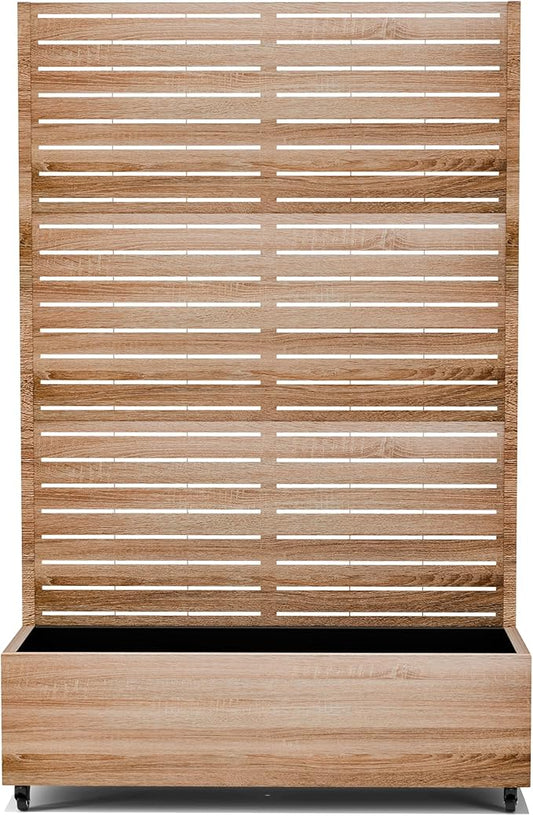 Raised Garden Bed with Trellis and Wheels,73"x35"x16" Metal Raised Garden Bed,Wood Finish Metal Planter with Climbing Trellis for Vines & Vegetables