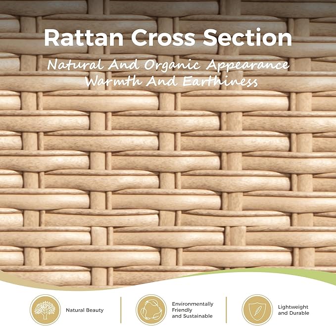 6 Piece Patio Furniture Set, 2 x Fixed Chair, 2 x Rocking Chair, 1 x 3-Seat Sofa with Marbling Coffee Table, 7 Seats Outdoor Conversation Set for Lawn Garden Backyard, Light Gray