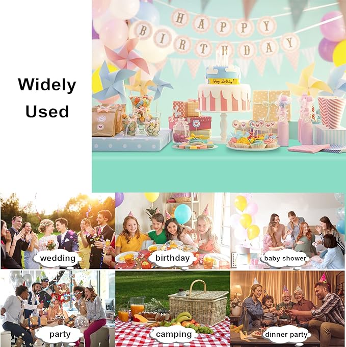 2 Pack Light Aqua Tablecloth, Rectangular Plastic Table Cloths for Parties Disposable, 54x108 in Waterproof Tablecloth for Birthday Party Baby Shower Picnic Valentines