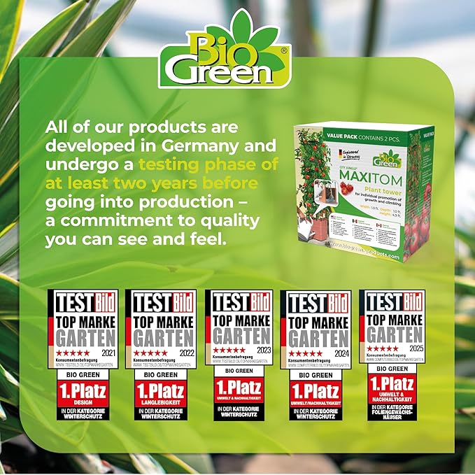 Bio Green 2 Pack Garden Tomato Planter MAXITOM, with Plant Support Trellis 59 inch and Self Watering, 4,2 Gal Planter Box for Climbing Vegetables Plants, Terracotta