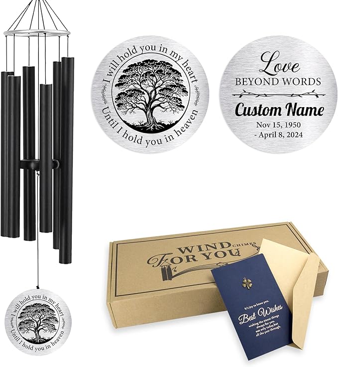 Personalized 36" Bereavement Wind Chimes for Outside, Memorial Gift in Remembrance of a Loved One, Sympathy Gift for Loss of Mother Father Husband, Garden Patio Decor