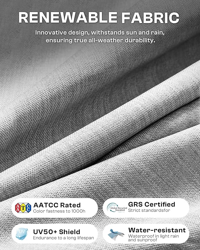 Aluminum Outdoor Patio Furniture Set 4 Piece, Oversized Patio Conversation Sets Widened Armrest & Ultra-Thick Cushions, Deep Seating Modern Sectional Furniture for Backyard, Porch, White