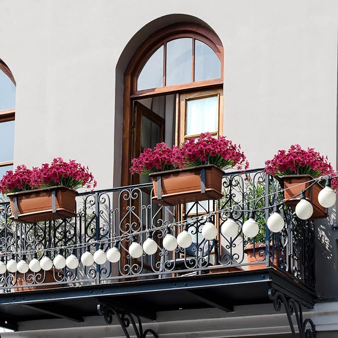 15 Bundles Artificial Flowers Outdoor UV Resistant Fake Silk Plants Plastic Faux Shrubs Outside Front Porch Window Box Garden Home Hanging Planter Decoration (Fuchsia)