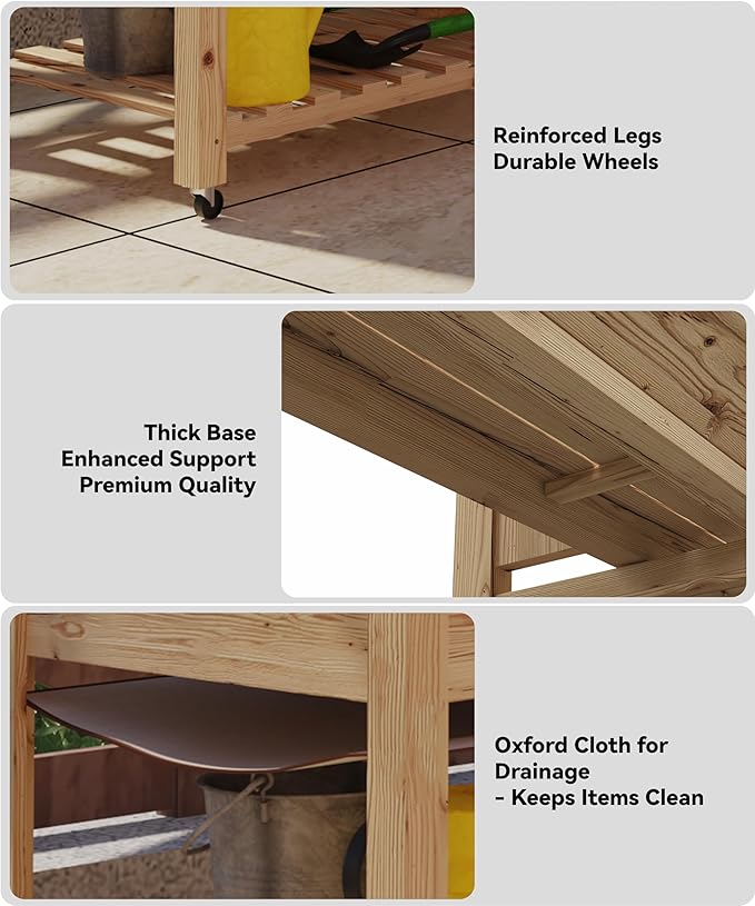 Raised Garden Bed on Wheels, Elevated Raised Wood Planter Box with Legs, Elevated Garden Bed for Vegetables, Standing Garden Container for Backyard, Patio