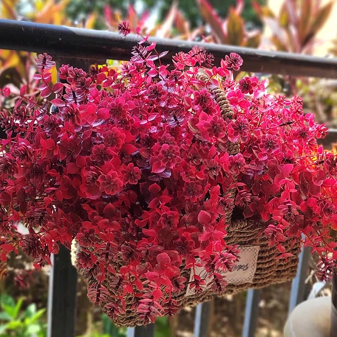 Artificial Mums Flowers Outdoor Plastic Plants - 12 Bundles Outside Face Fake Fall Flowers Greenery UV Resistant No Fade Faux Shrubs Home Garden Porch Patio Office Thanksgiving