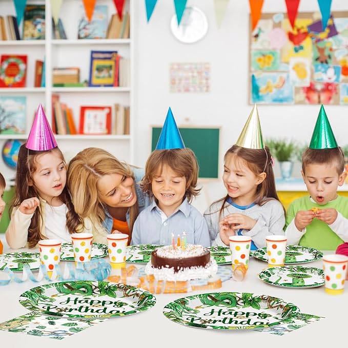 96 Pcs Snake Birthday Party Supplies Reptile Jungle Swamp Snake Plates and Napkins Tableware Sets Reptile Party Decorations Favors for Kids Camping Alligator Wilderness Wildlife Theme Decor,Serves 24