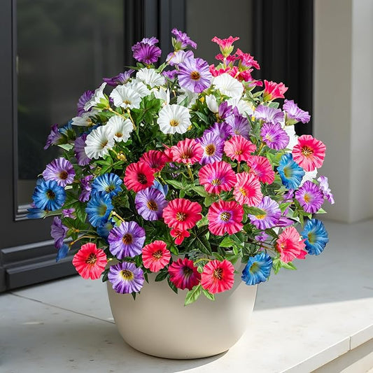 UV Resistant Artificial Petunias 8PCS Fake Flowers Artificial Flowers for Outdoors Silk Flowers Fake Hanging Basket Plants Suitable for Outdoor Porch Decor patio Decor,13.3In,Mixed full color