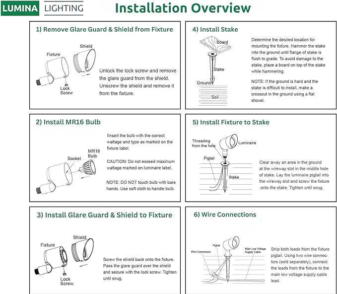 Lumina Lighting® 5W Landscape Lighting 12V Landscape Lights Low Voltage Landscape Spotlights Warm White Waterproof Outdoor Replaceable LED Bulb for Garden,Lawn,Porch,Patio and Yard (Bronze) (2-Pack)