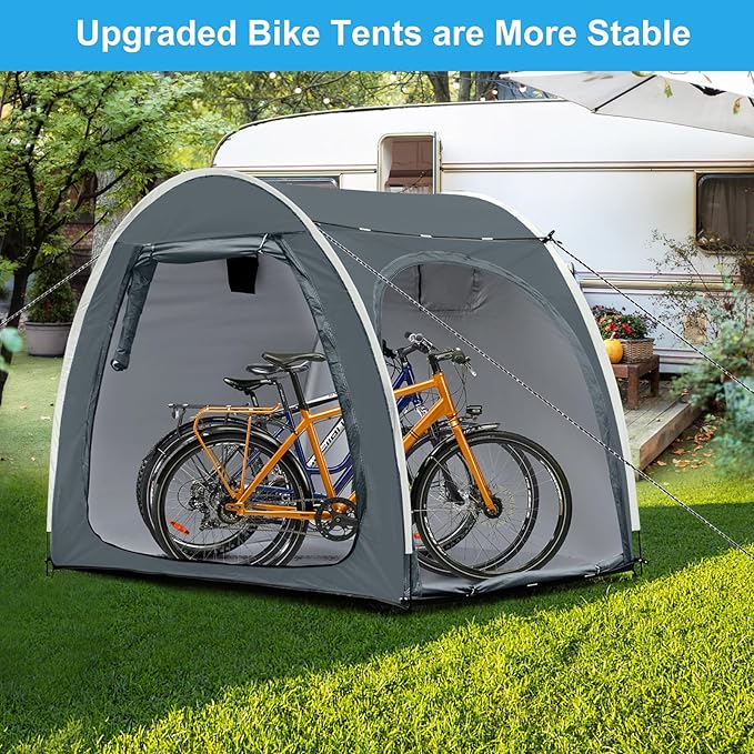UNP Bike Storage Shed Tent, Portable Outdoor Bike Storage with 210D Oxford Thick PU4000 Waterproof for 1/2/3/4 Bikes, Bike Covers Storage Shed Tent for Bicycles, Lawn Mower, Garden Tools