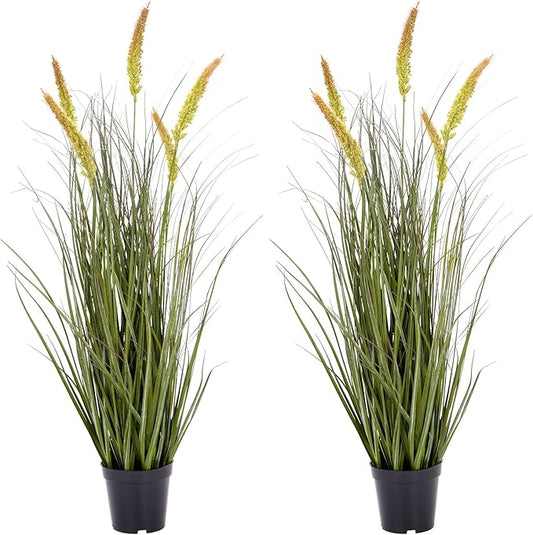 Green Onions Fake Plants,Artificial Plants Indoor, Fake Grass Decor Green Plant Fake Outdoor Flowers Fake Succulents,Artificial Tall Grass Plants with Pots House Decorative(36“ 2 Pack)