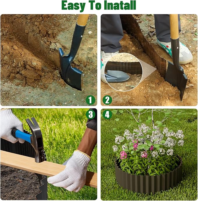 SnugNiture Corrugated Metal Garden Edging,6" x 50' Sturdy Lawn Edging Border,Landscape Edging Border for Lawn, Flower Bed,Garden and Yard