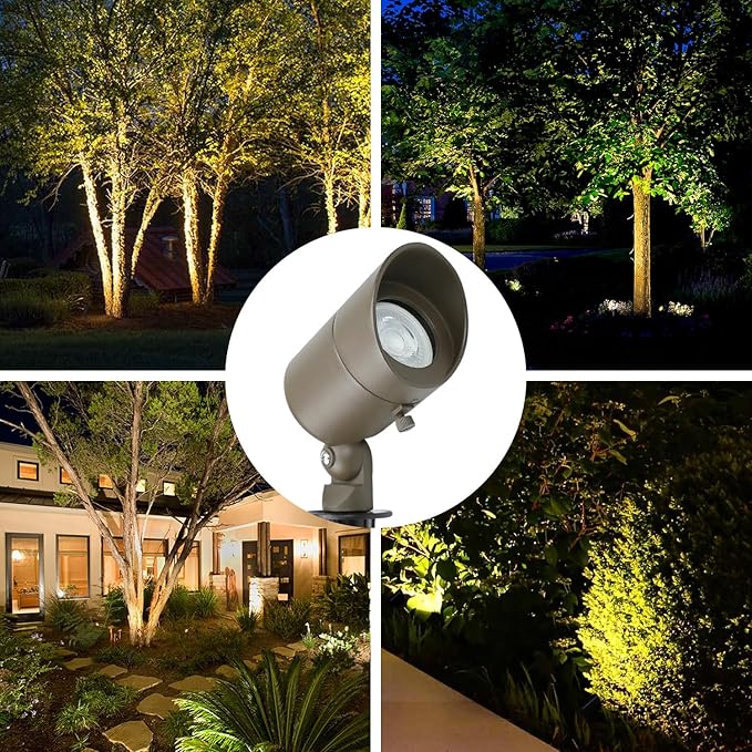 Lumina Lighting® 5W Landscape Lighting 12V Landscape Lights Low Voltage Landscape Spotlights Warm White Waterproof Outdoor Replaceable LED Bulb for Garden,Lawn,Porch,Patio and Yard (Bronze) (2-Pack)