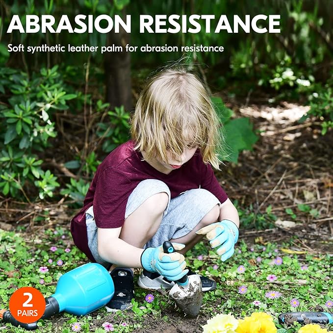 Vgo... 2Pairs Age 3-4 Kids Gardening, Lawning, Working Gloves(Size XS, 2Colors, KID-SL7362)