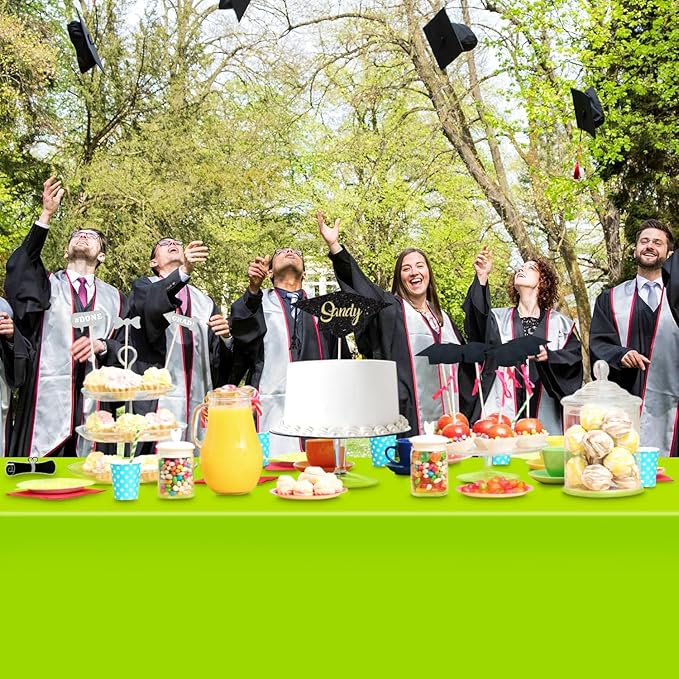 2 Pack Lime Green Christmas Tablecloth, Rectangular Plastic Table Cloths for Parties Disposable, 54x108 in Waterproof Tablecloth for Birthday Party Baby Shower Picnic Valentines