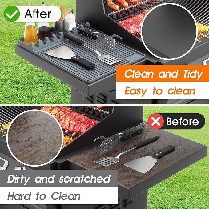 Silicone Griddle Tool Mat for Blackstone, 16"x11.5" Easy to Clean Heat Resistant Non-Stick Antislip Spatula Mat Griddle Accessories for Outdoor Grill BBQ Cooking Kitchen Counter (Gray)