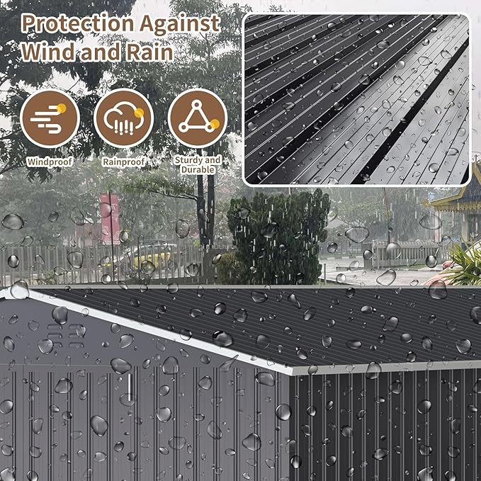 12x18 FT Outdoor Storage Shed, Garden Shed with Updated Frame Structure and Lockable Doors, Metal Tool Sheds for Backyard Garden Patio Lawn,Black