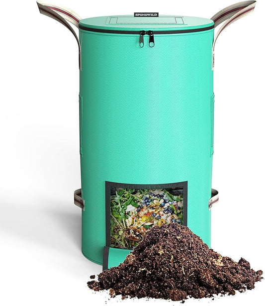 Compost Bin Outdoor - 43 Gallon Breathable Thickened Reusable Garden Yard Waste Bags, Composting Bin for Outside Garden with Faster Composting & Odor Reduction