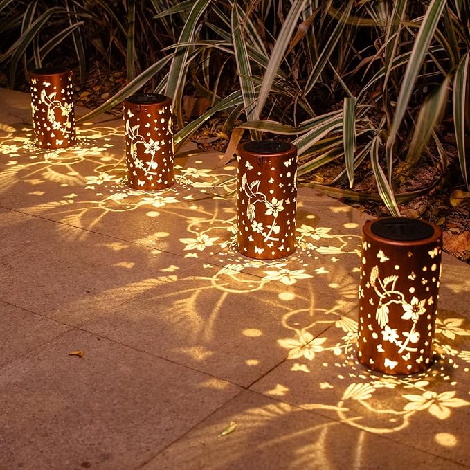 Solar Lanterns Outdoor Waterproof Hummingbirds Birthday Gifts for Women Mom Grandma Garden Decor Metal Hanging LED Decorative Light for Patio Yard Lawn Backyard Front Porch Gardening Gifts