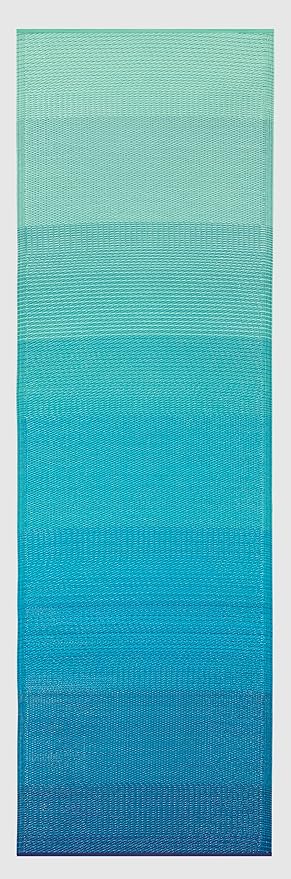 Fab Habitat Outdoor Rug - Waterproof, Fade Resistant, Crease-Free - Premium Recycled Plastic - Ombre - Porch, Deck, Balcony, Hallway, Poolside - Big Sur - Teal - 2.5 x 8 ft Runner