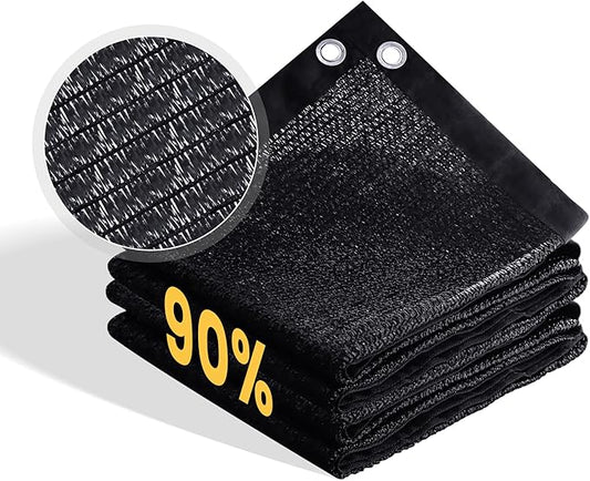 VICLLAX 90% Shade Cloth, 12x16FT Durable Black Mesh Trap with Every 3 FT Grommet, Sun Shade Fabric Netting for for Plants Cover, Greenhouse, Chicken Coop, Barn Kennel, Garden Patio