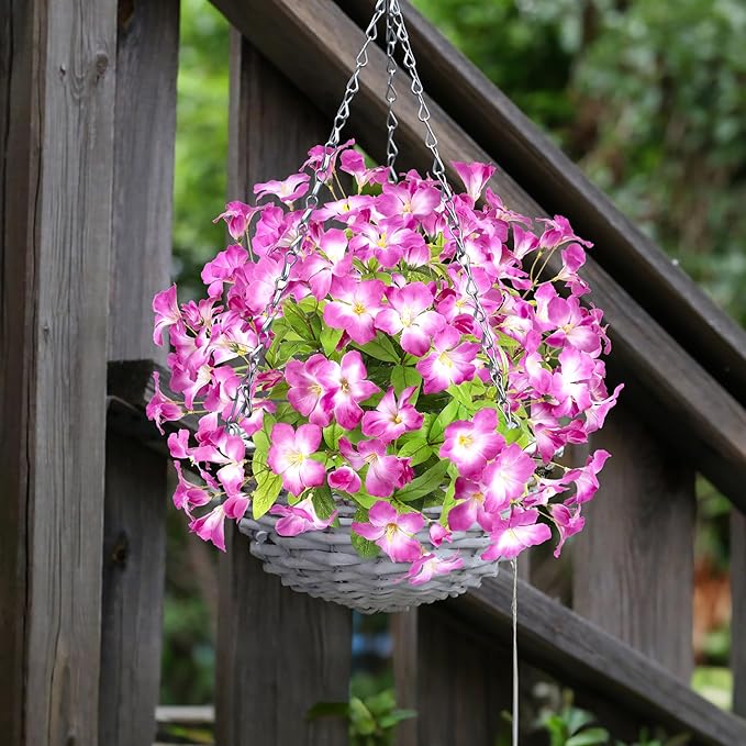 Fake Plants 15.7"Plastic Flowers For Outdoors Artificial Azalea Flowers Fake Flowers Artificial Plants Outdoor Spring Flowers Artificial For Decoration Fake Plants For Outside (Pale Purple ）4Pcs