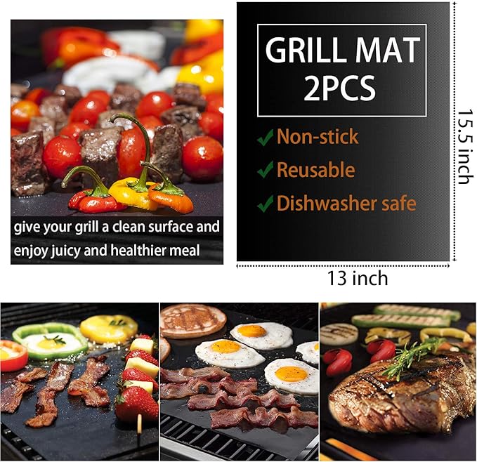 ROMANTICIST 30pcs BBQ Grill Tool Set for Men Dad, Heavy Duty Stainless Steel Grill Utensils Set, Non-Slip Grilling Accessories Kit with Thermometer, Mats in Aluminum Case for Fathers Day Brown