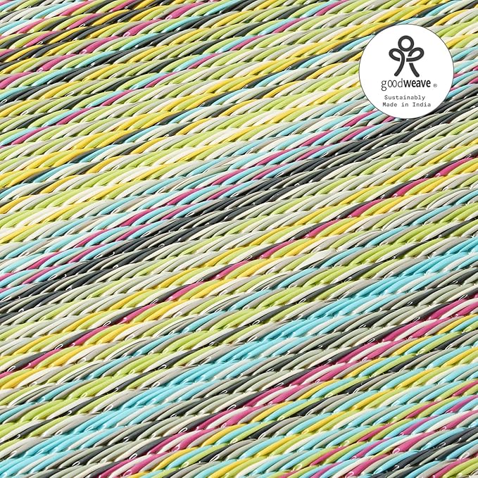 Fab Habitat Outdoor Rug - Waterproof, Fade Resistant, Crease-Free - Premium Recycled Plastic - Striped - Porch, Deck, Balcony, Mudroom, Laundry Room, Patio - Cancun - Candy - 2.5 x 8 ft Runner