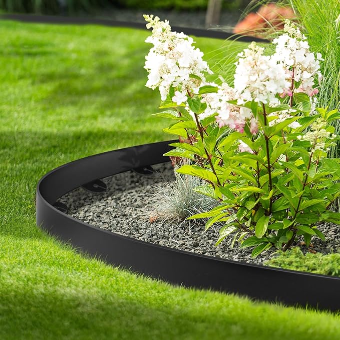 Landscape Edging, 1.5" x 35' Plastic Garden Edging with 40 Pcs Metal Spikes, Flexible Garden Border for Lawn, Landscaping, Flower Beds