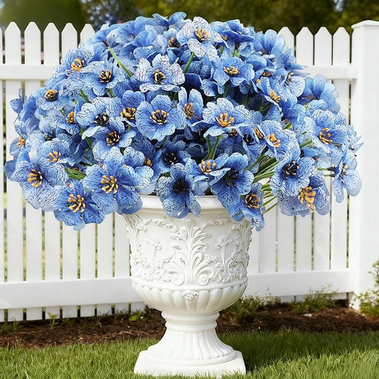 16pcs Outdoor Artificial Flowers UV Resistant Fake Flowers Bulk Artificial Flowers for Decoration Faux Silk Flowers for Garden Porch Window Box Hanging Planter Decorating