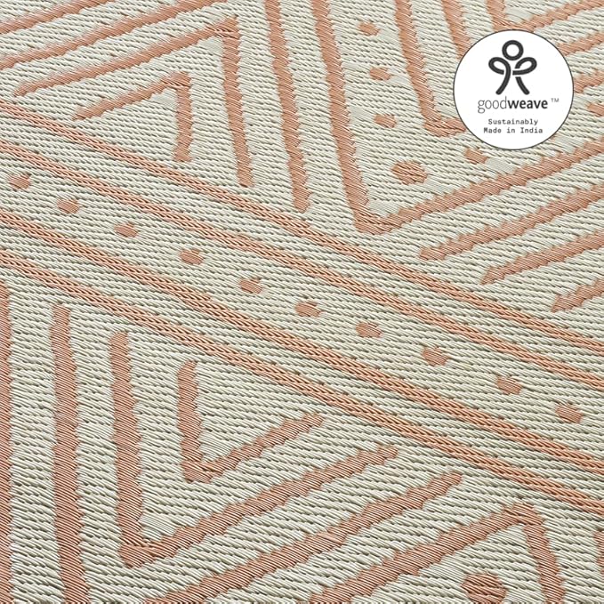 Fab Habitat Chevron Outdoor Rug - Waterproof, Fade Resistant, Crease-Free - Premium Recycled Plastic - Striped - Patio, Porch, Deck, Balcony - Patan - Coral - 5 x 8 ft