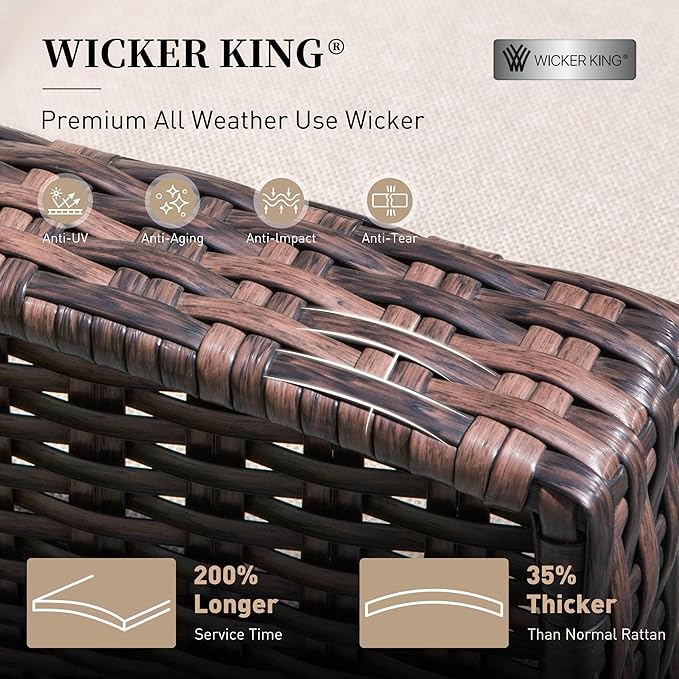 5 Pieces Patio Furniture Set with Swivel Chairs, High Back Wicker Rattan Sofa with Extra Thick Cushion and Ottoman, Outdoor Conversation Set for Garden Backyard Deck,Beige