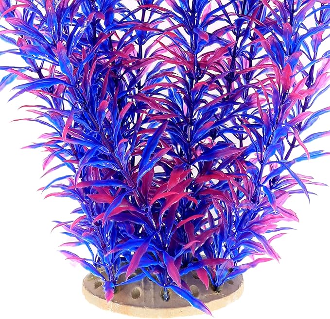 ALEGI Aquarium Fish Tank Decoration,Large Artificial Plants for Fish Tank 21 inches Tall,Safe for All Fish, Purple
