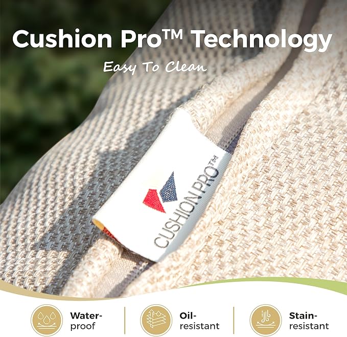 6 Piece Patio Furniture Set, 2 x Fixed Chair, 2 x Rocking Chair, 1 x 3-Seat Sofa with Marbling Coffee Table, All Cushioned 7 Seats Outdoor Conversation Set, Beige