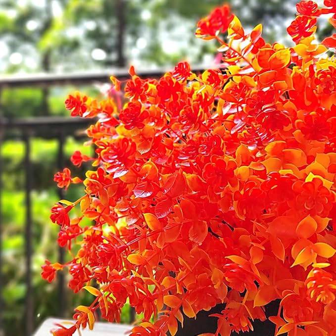 Fall Artificial Flowers for Outdoors Fake Plants - 12 Bundles Face Mums Outside Greenery UV Resistant No Fade Faux Shrubs Home Garden Porch Patio Decoration Office Thanksgiving