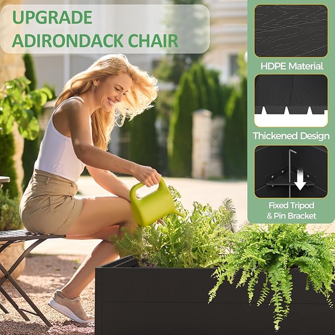 4x4x1ft Raised Garden Beds Outdoor, Divisible Elevated Planter Boxes for Gardening with Easy Assembly, Outdoor Raised Beds for Planting Plants Vegetables Flowers Herb Fruits, Square Black