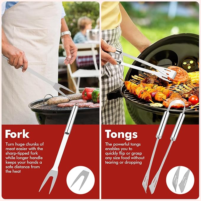 Grilling Accessories, BBQ Accessories, 15Pcs Grill Set, Grill Tools, Grill Accessories with Carrying Bag, Stainless Steel Grill Utensils Set, Grill Kit for Outdoor Camping, Grill Gifts for Men Father