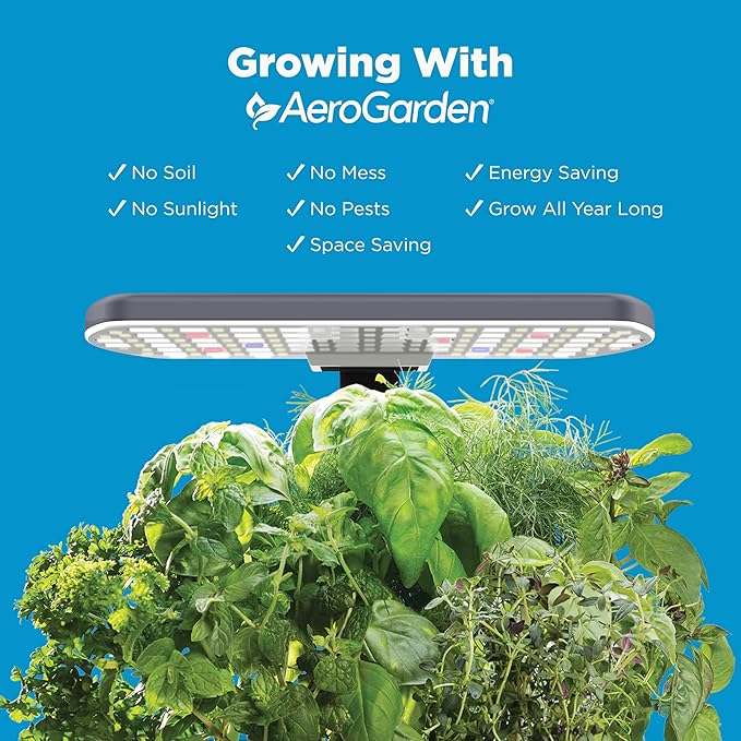 AeroGarden Harvest 2.0, Indoor Garden Hydroponic System with LED Grow Light, Holds up to 6 AeroGarden Pods, Charcoal