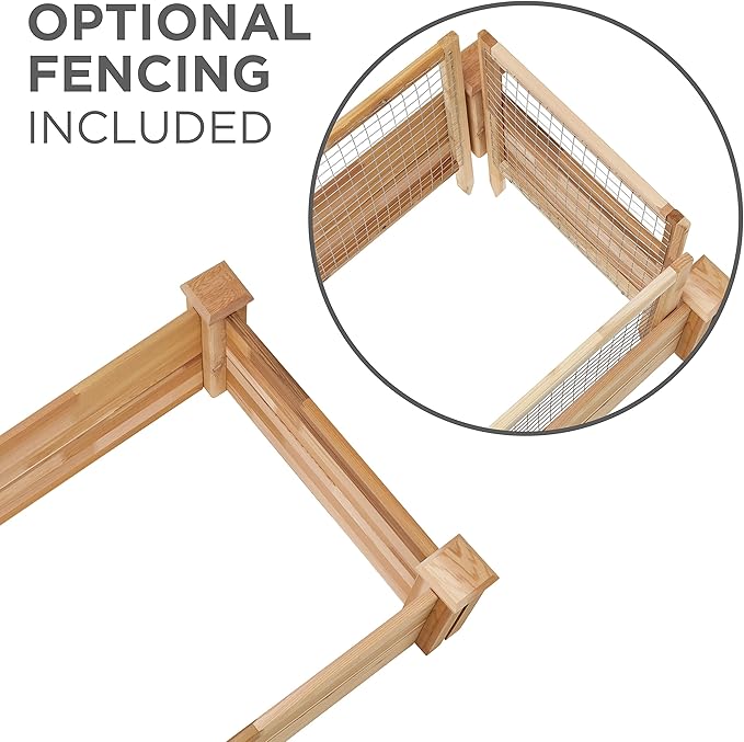 Jumbl Raised Canadian Cedar Garden Bed | Garden Beds Outdoor | Elevated Wood Planter for Growing Fresh Herbs, Vegetables, Flowers, Succulents & Other Plants at Home | Great for Outdoor | 48x48x10”
