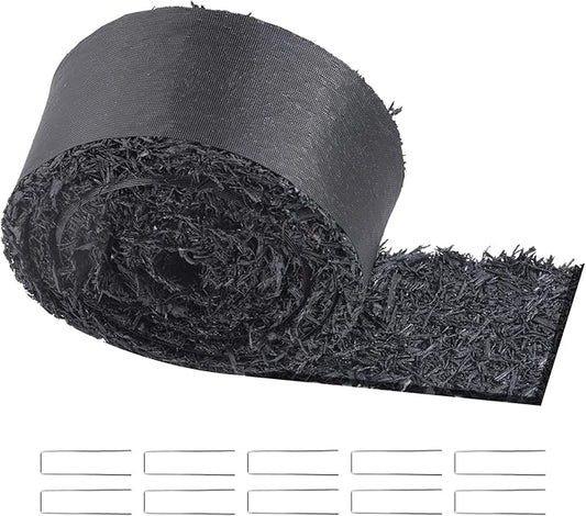 VEVOR Recycled Rubber Mulch Mat 120 x 4.5 in,Permanent Rubber Mulch for Landscaping, Black Mulch Garden Edging Border for Plants, Vegetables & Flower Garden Barrier