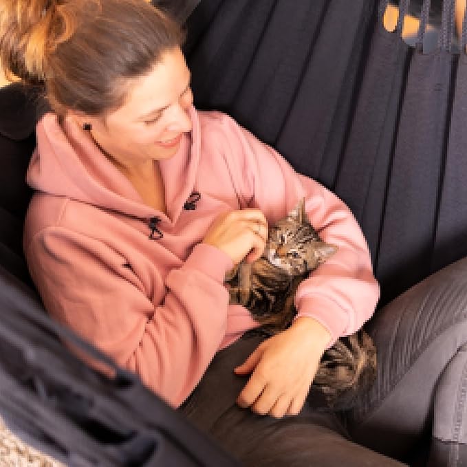 LA SIESTA Habana Hammock Chair, Indoor or Outdoor, Ideal for Sitting or Lying Down, Cotton Hammock, Patio, Swinging Chair, Boho, Max 355 Lbs, King, Onyx