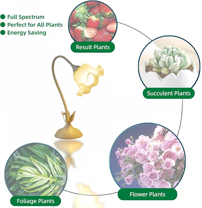 Table Top Grow Light for Indoor Plants – Decorative Desk Plant Light for Succulents Bonsai Cactus, Adjustable Desktop Grow Lights with Base, Cute Office Mini Grow Lamp