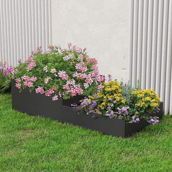 2 Styles 8x4x2ft Raised Garden Beds Outdoor, Divisible Elevated Planter Boxes for Gardening with Easy Assembly, Outdoor Raised Beds for Planting Plants Vegetables Flowers Herb Fruits, Square