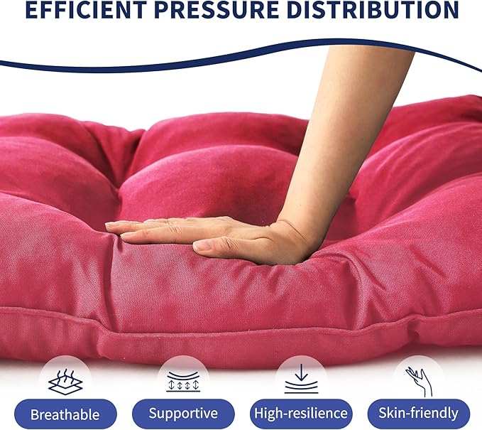 Outdoor Bench Cushion, 48x18x5 Inch, Waterproof Bench Cushion for Outdoor/Indoor Furniture, Tufted Patio Bench Seat Cushion, Fade Resistant Outdoor Cushions for Porch Swing Couch, Burgundy