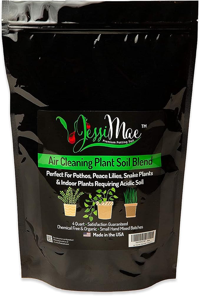 Jessi Mae Slightly Acidic Organic Well-Drained Potting Soil - 4-Quart Bag, Perlite-Enhanced - Soil Mix for Snake Plant & Potting Mix for Peace Lily, Pothos & Parlor Palm